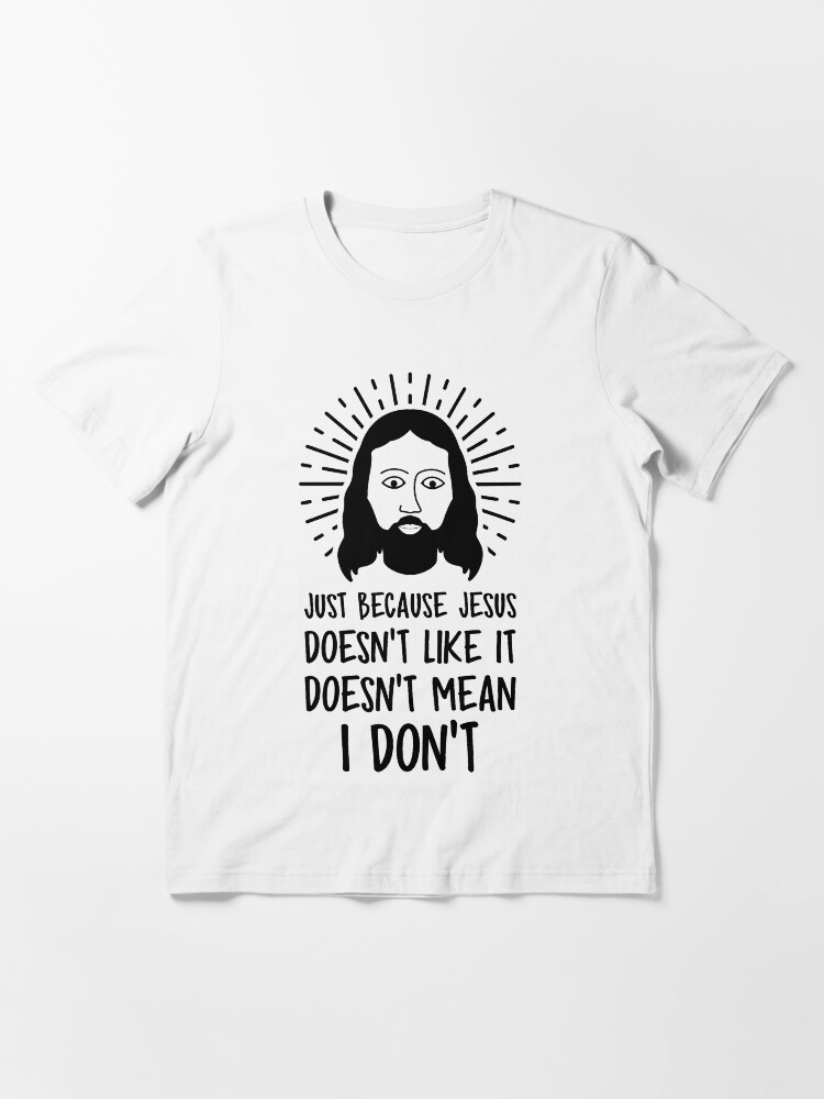 Alternate view of EMO the Musical - Who cares Jesus... black font Essential T-Shirt