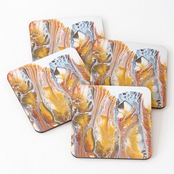 Item preview, Abstract Acrylic Fluid Painting Gold Red White designed and sold by mhfoto.