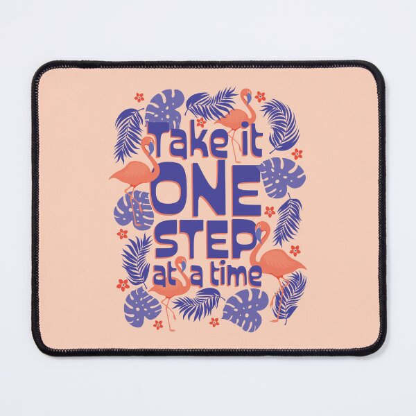 Item preview, Take it One Step at a Time Illustrated Flamingos Quote designed and sold by EliveraDesigns.