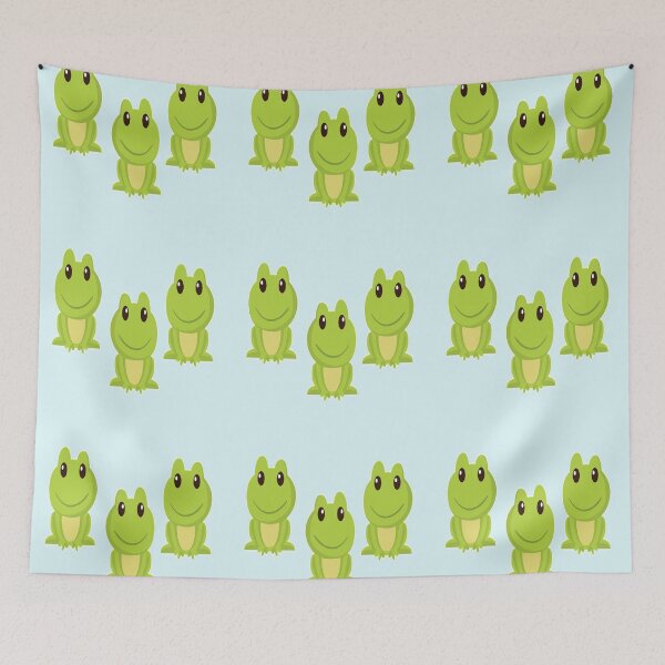 Item preview, Cute green frogs on blue designed and sold by tetibright.