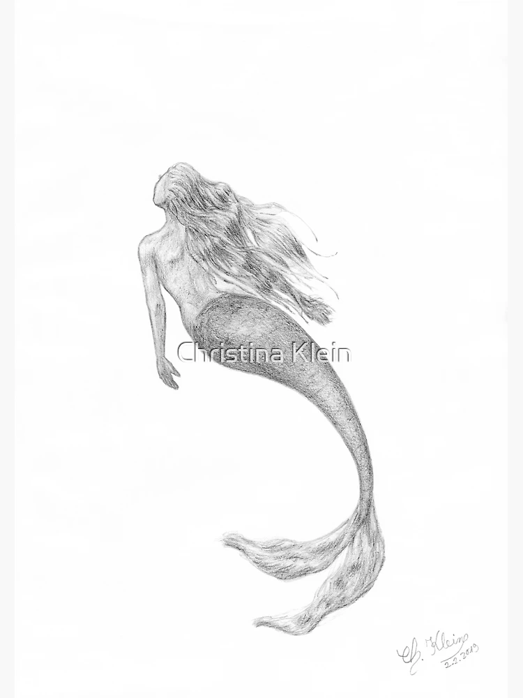 Mermaid Mermaid Motif Fantasy Fairy Tale Drawing Pencil Print Poster by  Christina Klein
