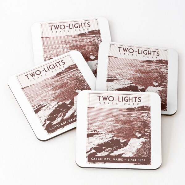 Item preview, Two Lights State Park, Maine. Art Deco Travel Poster style designed and sold by RischDesigns.