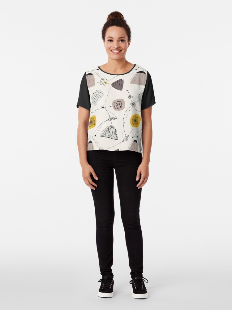 Alternate view of Mid Century Modern, Retro Pattern Chiffon Top