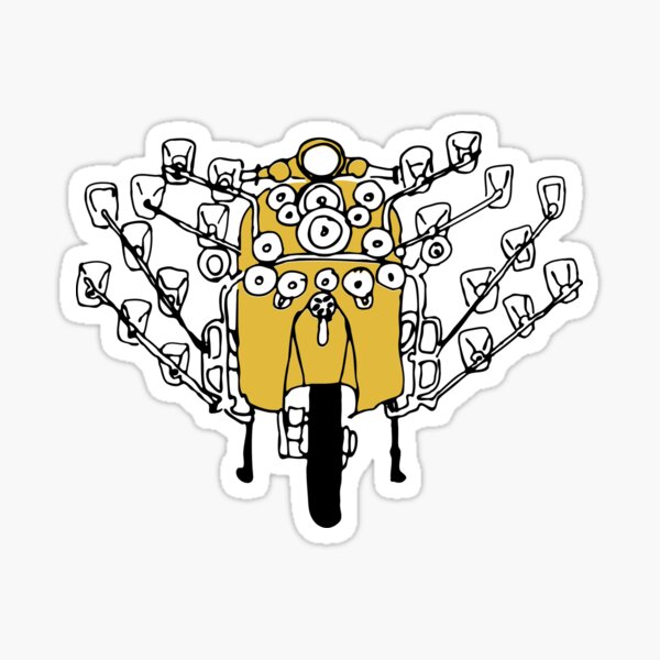 Hello Vintage Vespa with Stadium Mirrors Sticker