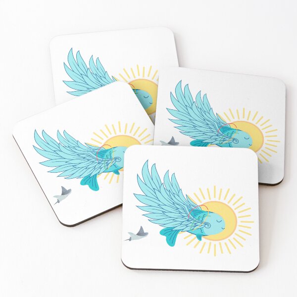 Item preview, Fly like a cool fish, sticker, suitable for kds, Tablet Cases & Skins, Blocks, Coasters, Art Board Prints, designed and sold by SpiralStairShop.