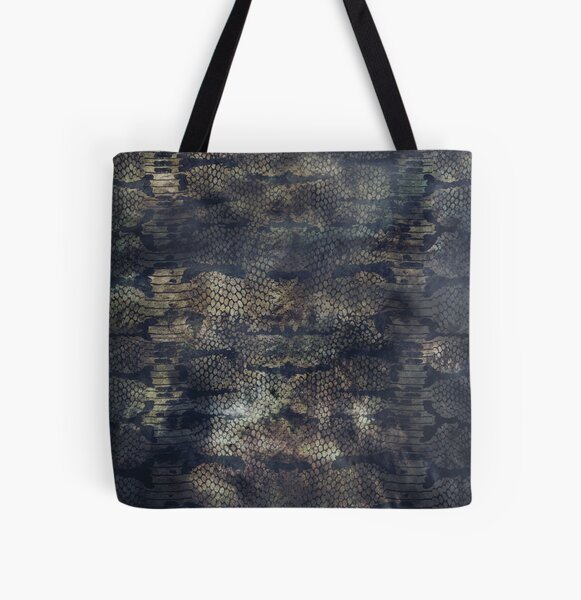 Dark Snake Skin Texture with Gothic Atmosphere All Over Print Tote Bag