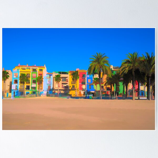 Item preview, Villajoyosa Spain with Colourful Houses and Palm Trees designed and sold by acceleratorhams.
