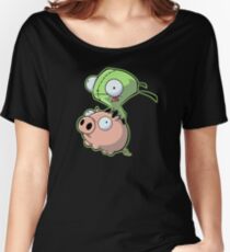 Gir riding his Pig Women's Relaxed Fit T-Shirt
