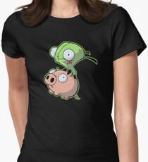 Gir riding his Pig Women's Fitted T-Shirt