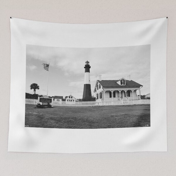 Item preview, Tybee Island Lighthouse Tybee Island Georgia Black And White designed and sold by LisaWootenPhoto.