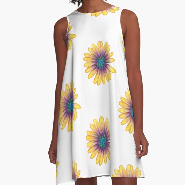 Yellow Flower A-Line Dress
