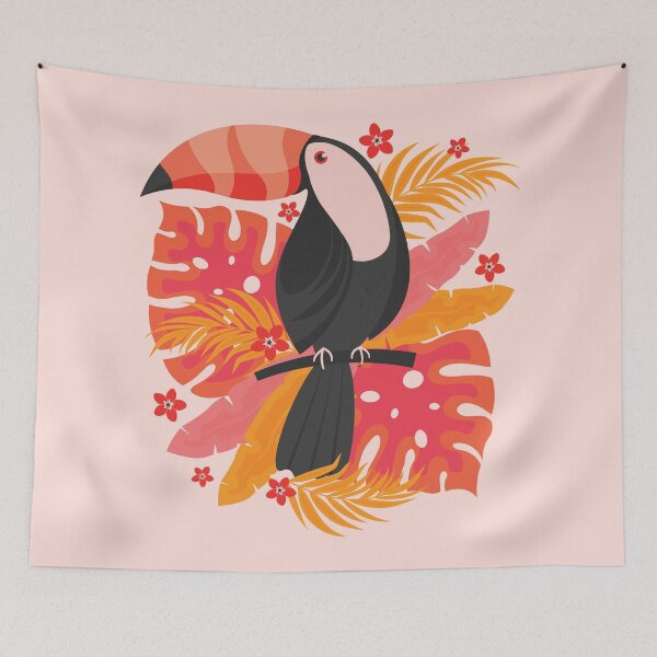 Item preview, Toucan with Tropical Leaves and Flowers designed and sold by EliveraDesigns.