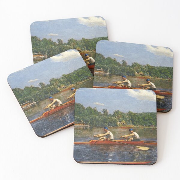 Item preview, Boston's Head of the Charles River Regatta crew rowing sculling Biglin Brothers racing boats landscape masterpiece by Thomas Eakins   designed and sold by Jéanpaul  Ferro.