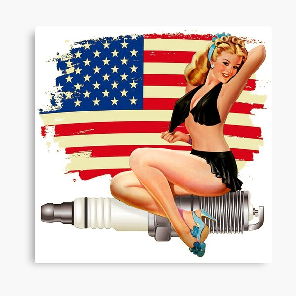 Item preview, Sexy Pin Up Girl on Spark Plug - American Flag designed and sold by Wilcox PhotoArt.