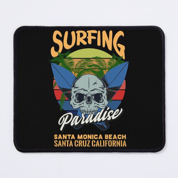 Item preview, Surfing Paradise Santa Monica Beach - Surfer Design with Skull, Surfboards and Palm Trees designed and sold by velisani.