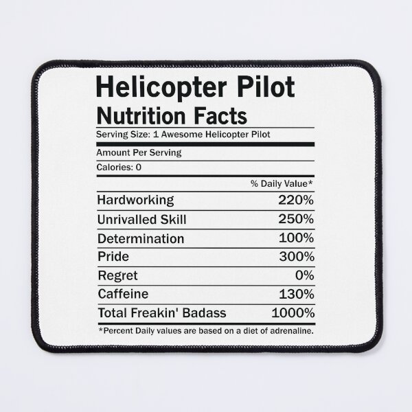 Item preview, Helicopter Pilot Nutrition Facts designed and sold by woodesigner.