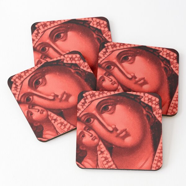 Item preview, Mary and Jesus icon in orange color. designed and sold by OrthodoxLove.