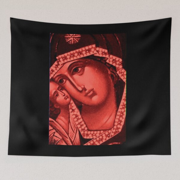 Item preview, Mary and Jesus icon in orange color. designed and sold by OrthodoxLove.