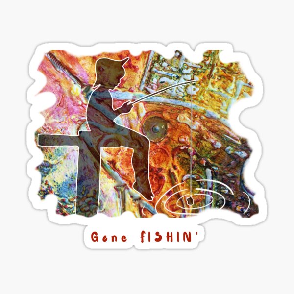 STEAMPUNK GONE FISHIN' CHILD FISHING OFF PIER Sticker