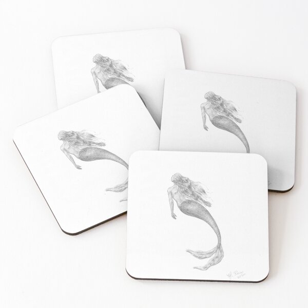 Item preview, Mermaid Mermaid Motif Fantasy Fairy Tale Drawing Pencil Print designed and sold by Christina Klein.