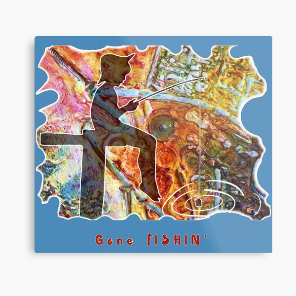 STEAMPUNK GONE FISHIN' CHILD FISHING OFF PIER Metal Print