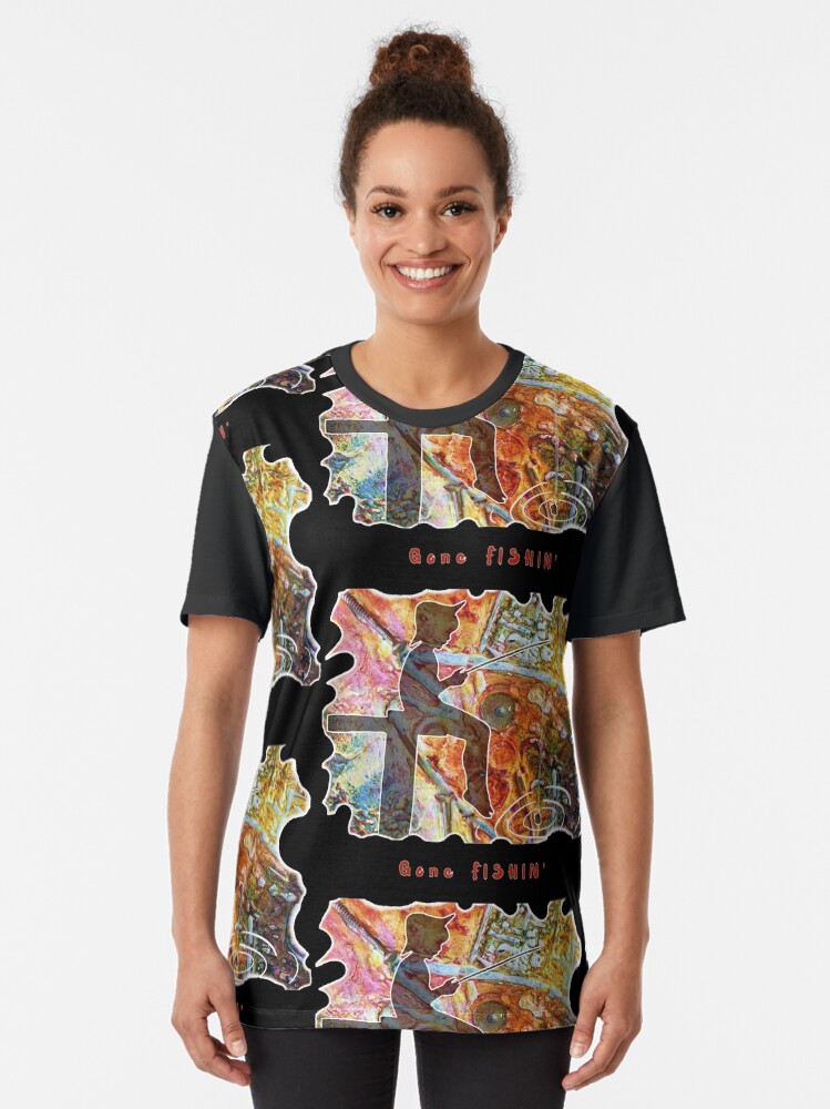 Alternate view of STEAMPUNK GONE FISHIN' CHILD FISHING OFF PIER Graphic T-Shirt