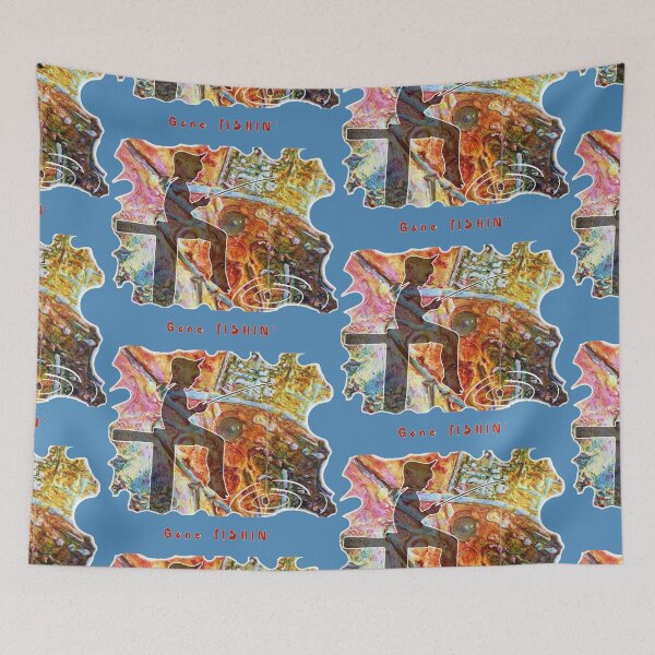 Item preview, STEAMPUNK GONE FISHIN' CHILD FISHING OFF PIER designed and sold by Nicola Furlong’s ExuberArt.