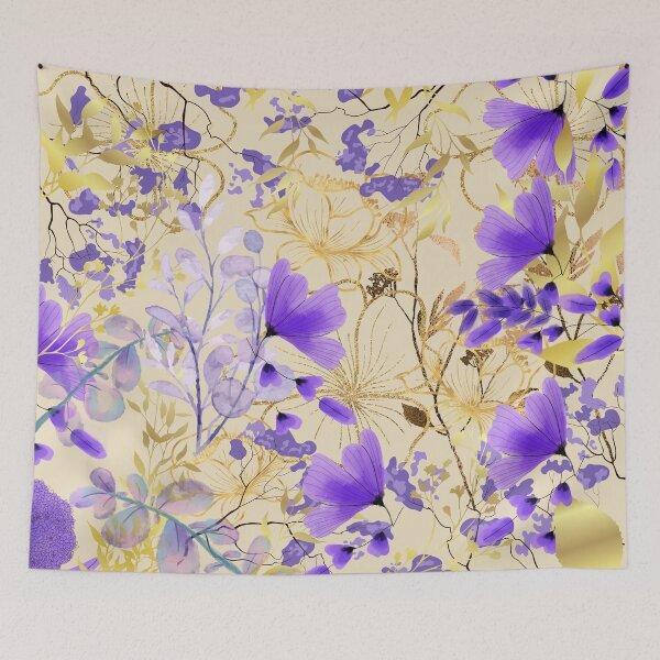 Item preview, Purple Gold Summer Floral Pattern designed and sold by my-green-gecko.