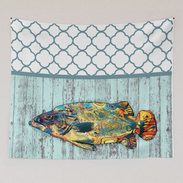 Item preview, Multicolor Fish 2 with Quatrefoil pattern designed and sold by artbylucie.