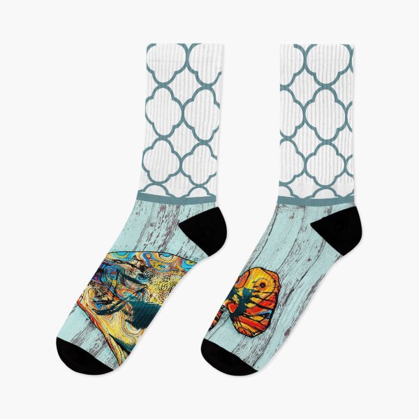 Item preview, Multicolor Fish 2 with Quatrefoil pattern designed and sold by artbylucie.