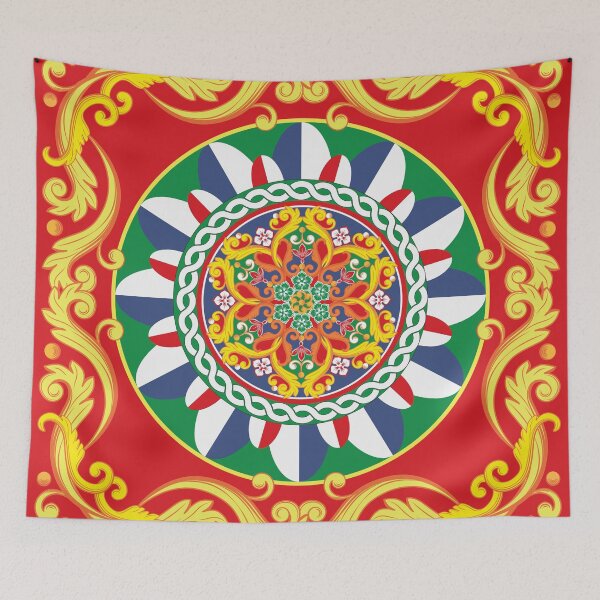 Item preview, Sicilian Baroque Floral Mandala Tile designed and sold by nouveaudecor.
