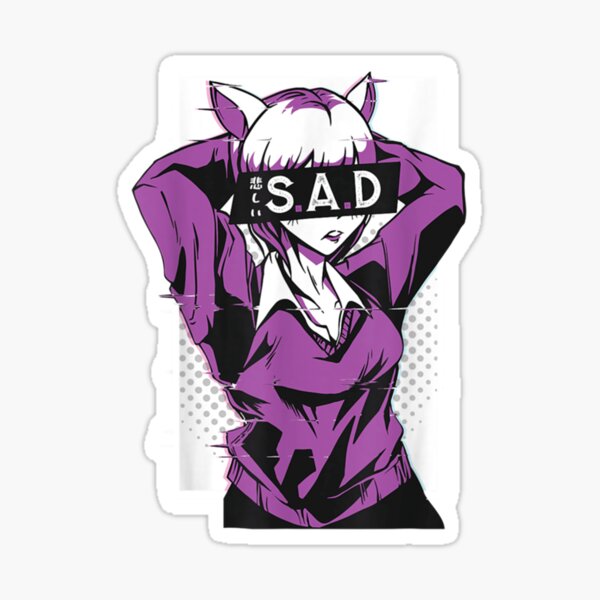 Depressed Anime Sad Girl Waifu Slap Sticker Vinyl Sticker Car