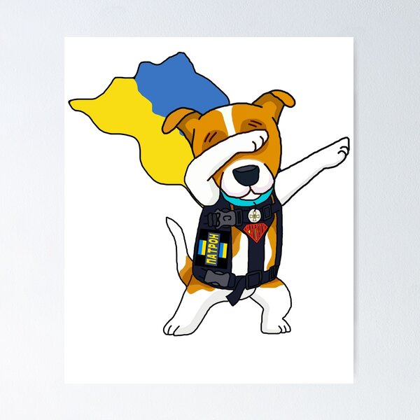 Item preview, Dabbing Dance Ukrainian Patron Dog Superhero With Cape Flag Sign designed and sold by Aide.