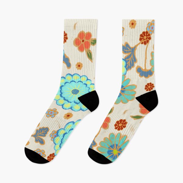 Item preview, Pretty Japanese style flowers on a beige background designed and sold by Mary Jane Lange.