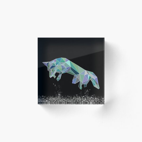 Geometric Ice Fox Acrylic Block