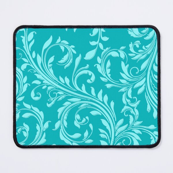 Item preview, Teal Aqua Damask vintage floral swirl pattern designed and sold by Glimmersmith.