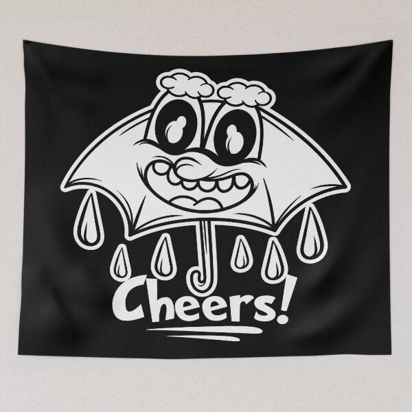 Item preview, Rainy Cheerss, happy, rain, cheer up, cheer, cute, rainy, cheerful, fun, weather, cartoon, cheers, love, rainy day, rainy  designed and sold by NAZIMNADIR.
