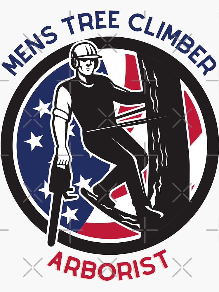 "Mens Tree Climber Arborist" Sticker by cagacart Redbubble