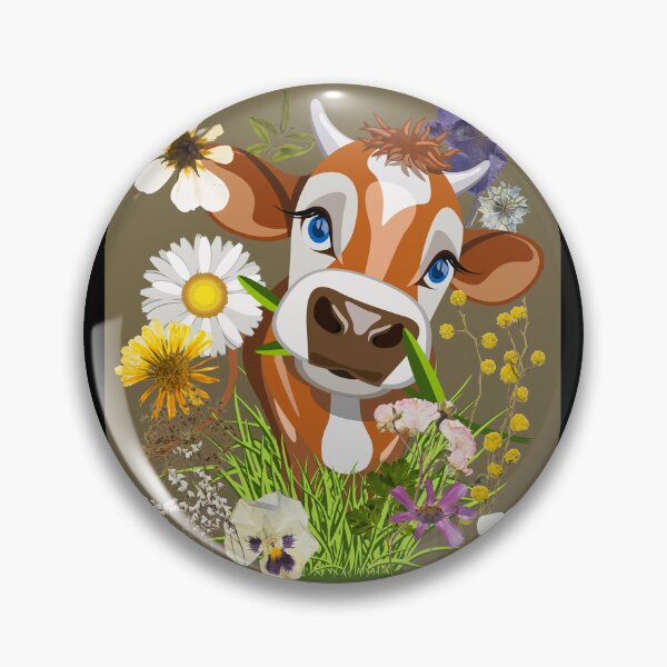 Item preview, Sweet Big Eyed Cow With Colorful Flowers Design designed and sold by EarthArtDesigns.