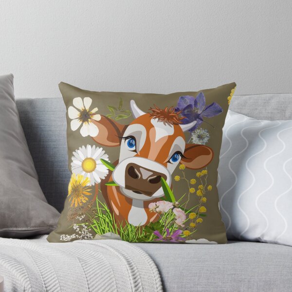 Item preview, Sweet Big Eyed Cow With Colorful Flowers Design designed and sold by EarthArtDesigns.
