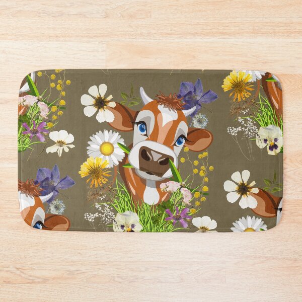 Item preview, Sweet Big Eyed Cow With Colorful Flowers Design designed and sold by EarthArtDesigns.