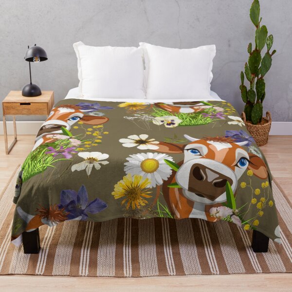 Item preview, Sweet Big Eyed Cow With Colorful Flowers Design designed and sold by EarthArtDesigns.