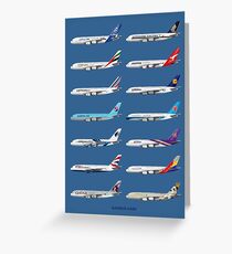 Airbus A380 Operators Illustration - Blue Version Greeting Card