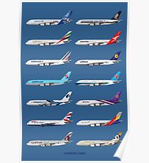 Airbus A380 Operators Illustration - Blue Version Poster