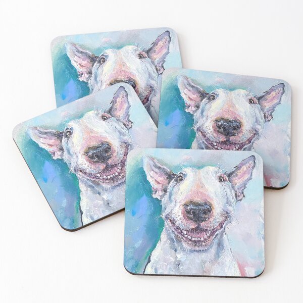 Item preview, Bull Terrier. Smiling dog, white cheerful bull terrier. Dog portrait. designed and sold by Elena Reutova.