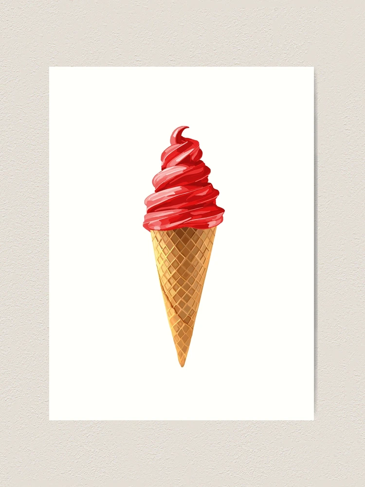 Cherry On Top Ice Cream Cone original painting canvas factory print giclee for children's room nursery