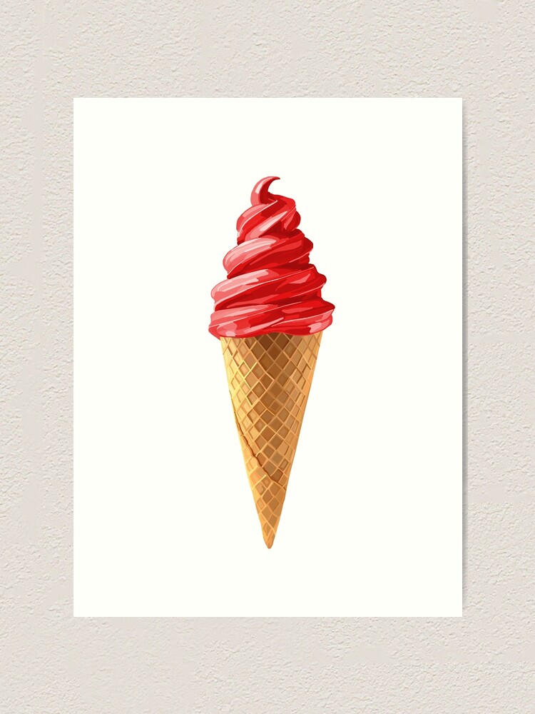 Cherry On Top Ice Cream Cone outlet original painting canvas print giclee for children's room nursery