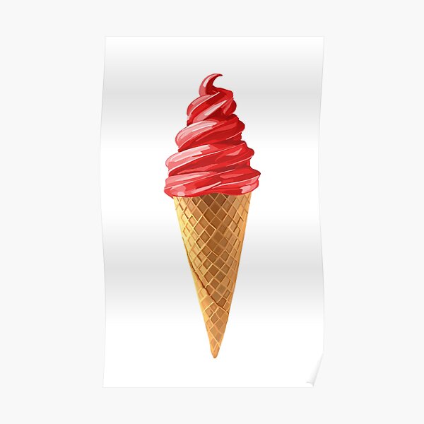 "Sweet Red Cherry Dipped Ice Cream Cone" Poster for Sale by DeborahCamp