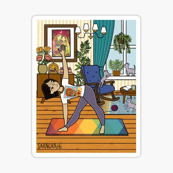 Yoga sadhana, utthita trikonasana. Sticker
