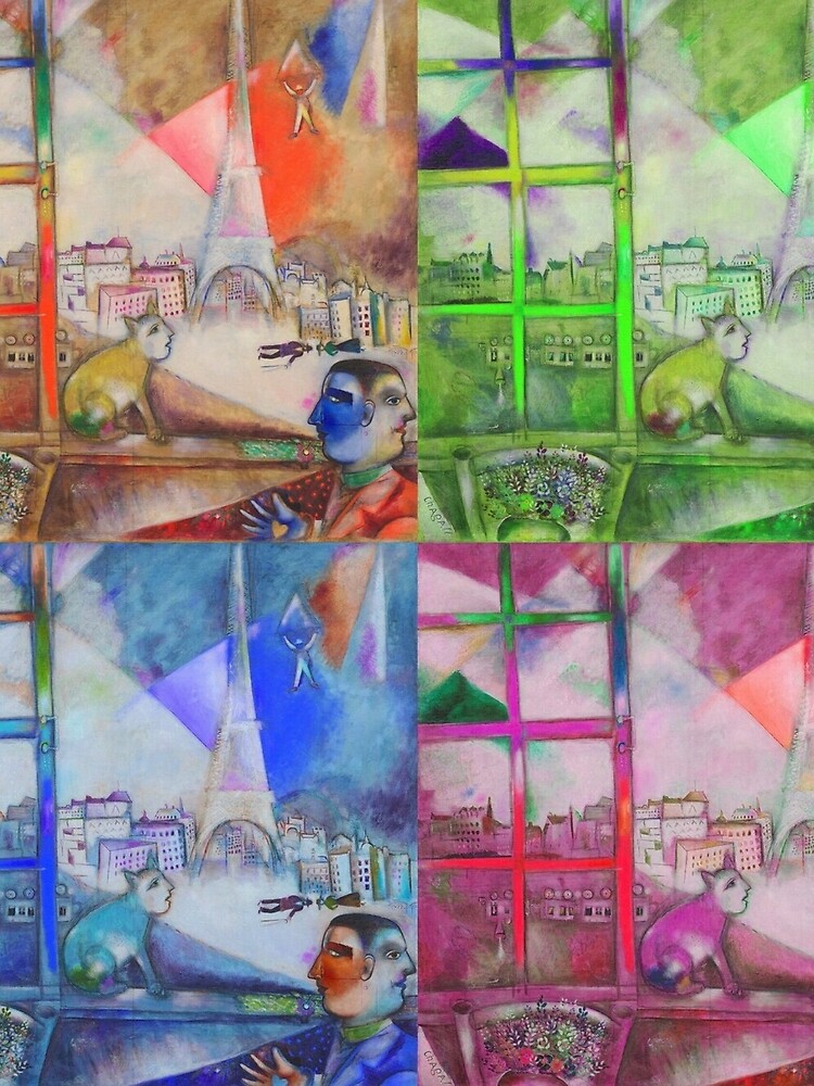 Pañuelo «Marc Chagall, 1913, Paris par la fenêtre (París a través de la ventana), óleo sobre